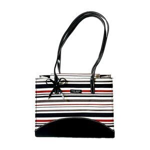 kate spade new york Womens Mini Small Purse Handbag Stripe Bow Multicolor Canvas